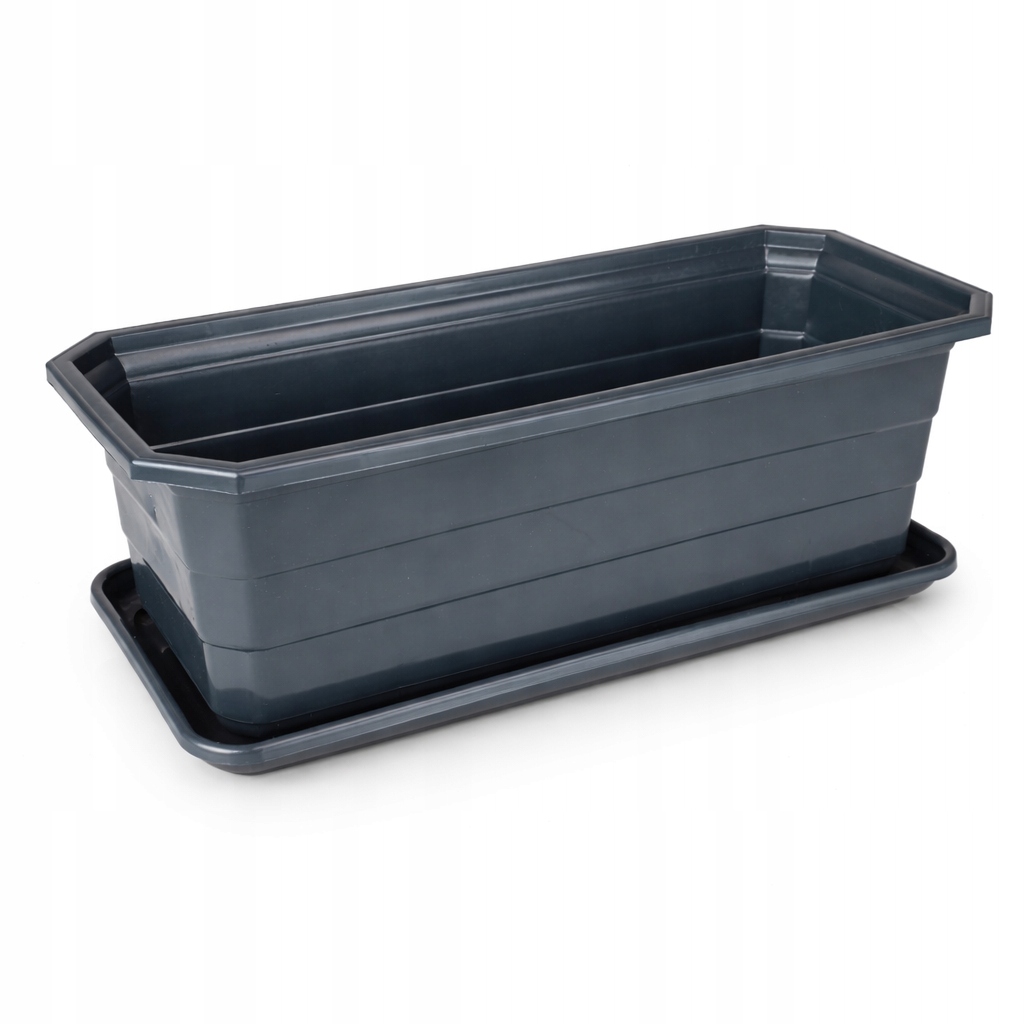 DONICZKA BALKONOWA + PODSTAWKA, Skrzynka na kwiaty 40x16,5 cm, ANTRACYT