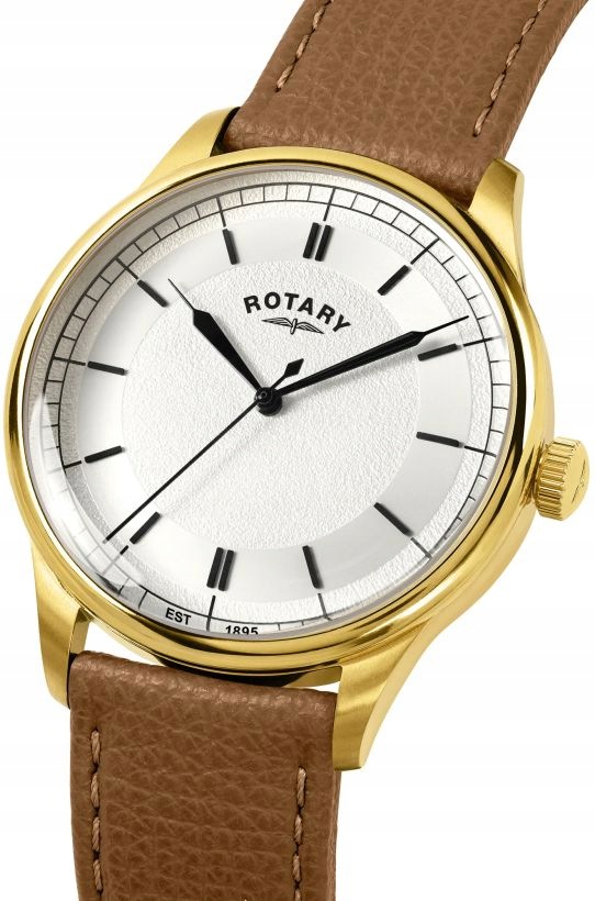 Klasické Pánské Hodinky Rotary Heritage Se Zlatým Pouzdrem Na Hnědém Řemínku