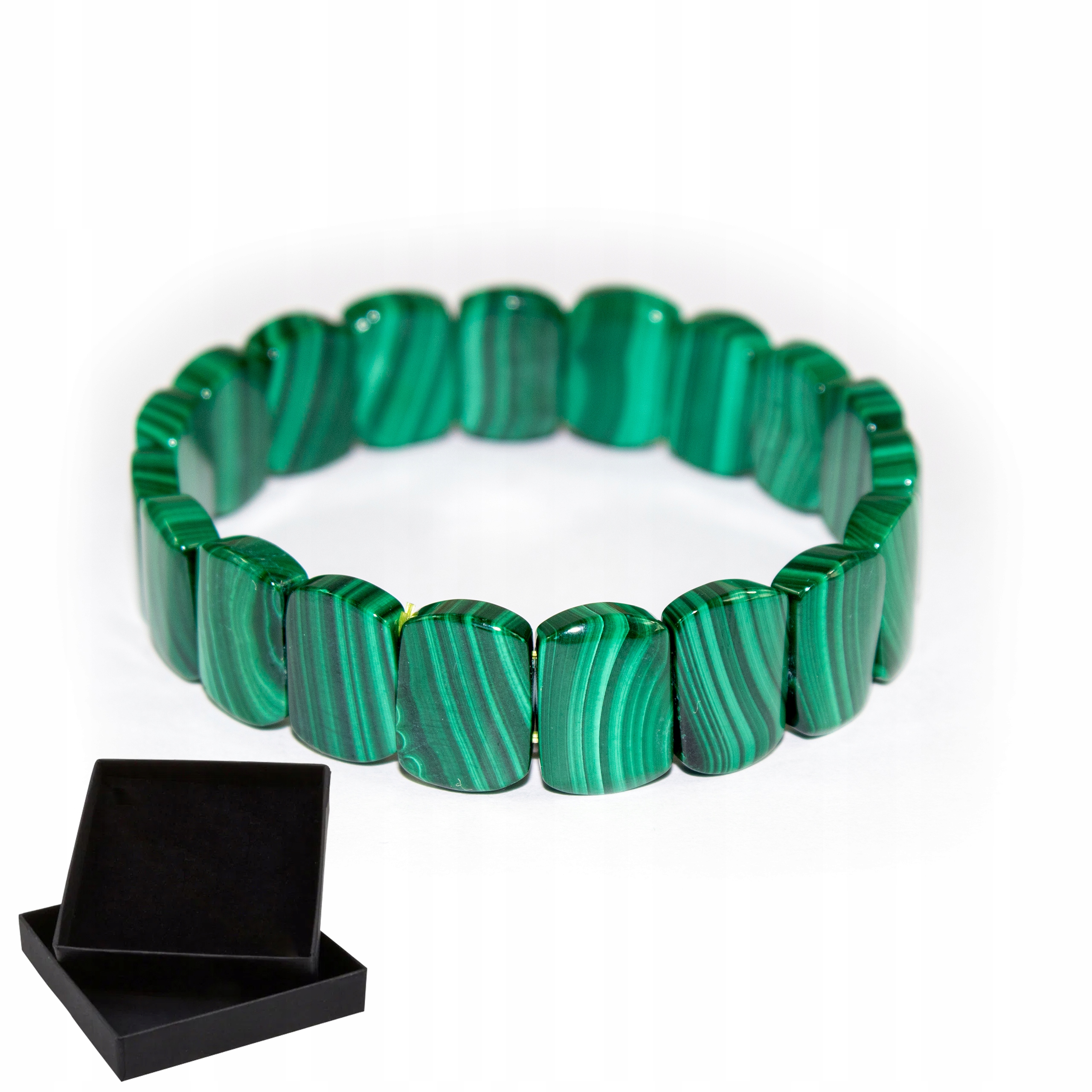 Přírodní náramek Malachit 10x14 na gumičce