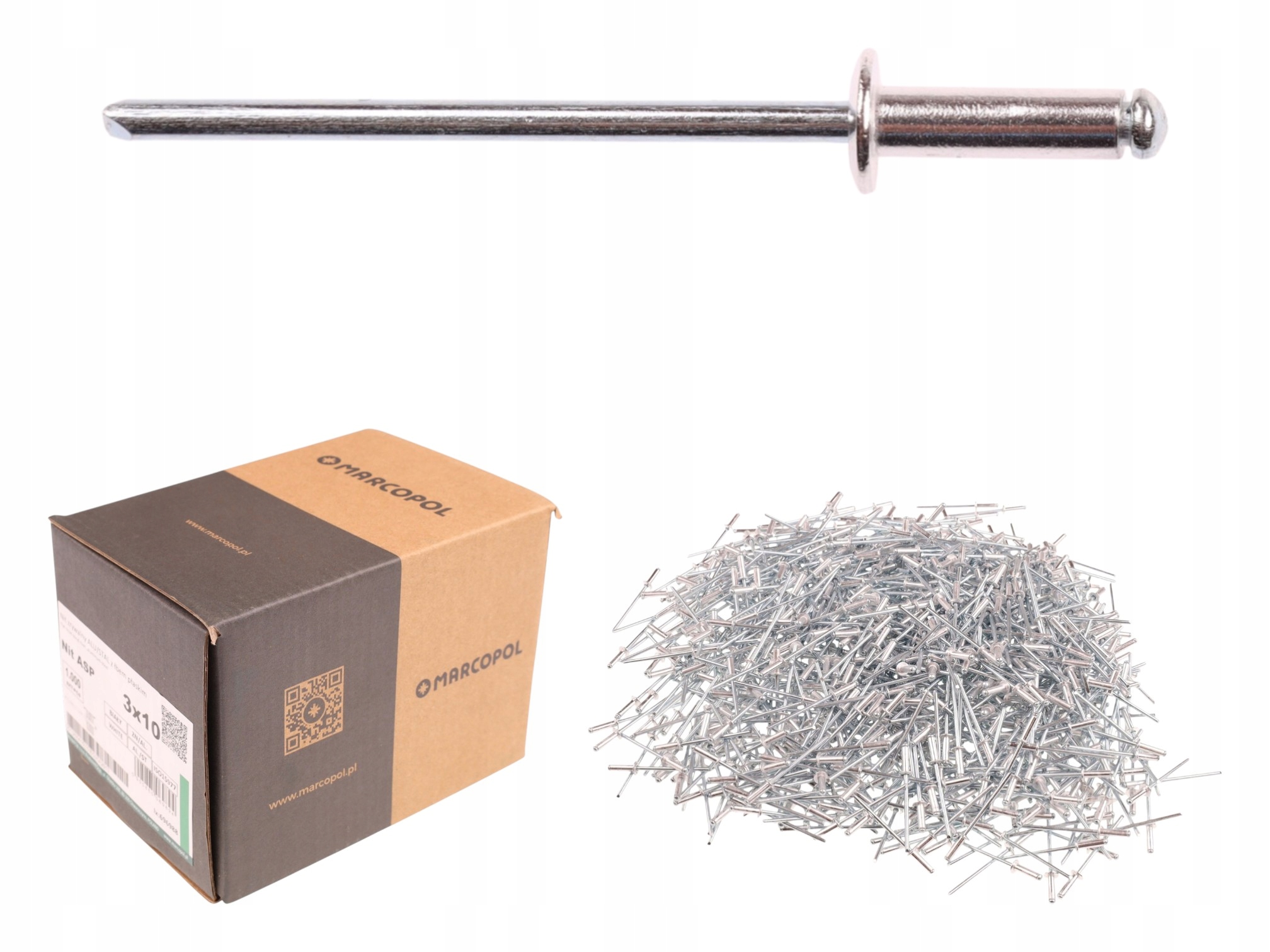 Nity Zrywalne Alu/stal 3 x 10 mm 1000 Sztuk Ocynkowane