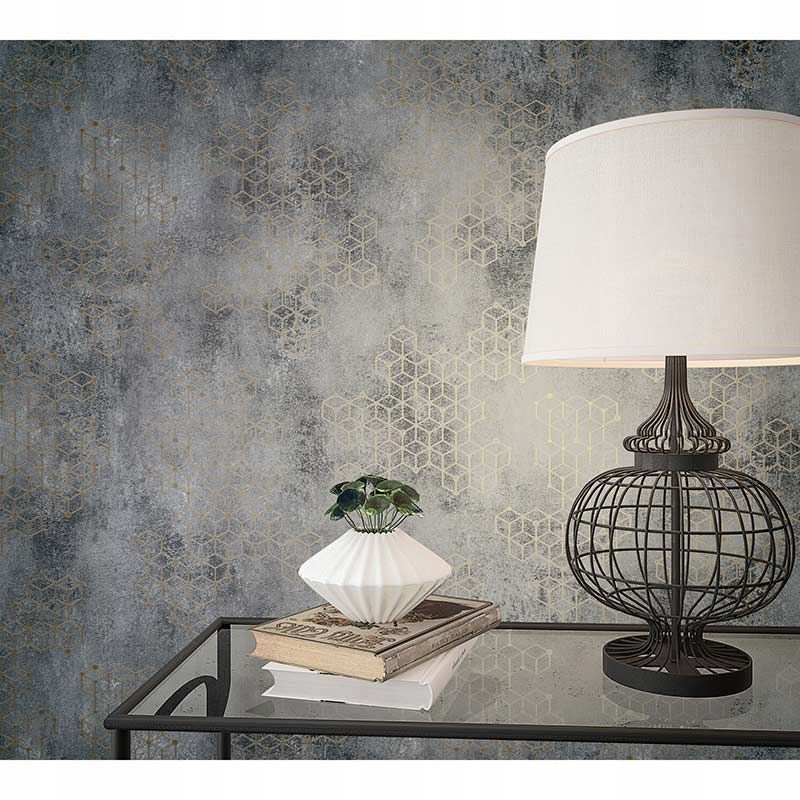 TAPETY TAPETA 3D CIEMNY BETON ZŁOTY WZÓR BRYŁY Kod producenta 6179955