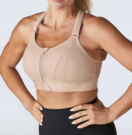 STANIK SPORTOWY SHEFIT BEŻOWY MOCNE PODTRZYMANIE REGULOWANY 2XL Stan opakowania oryginalne