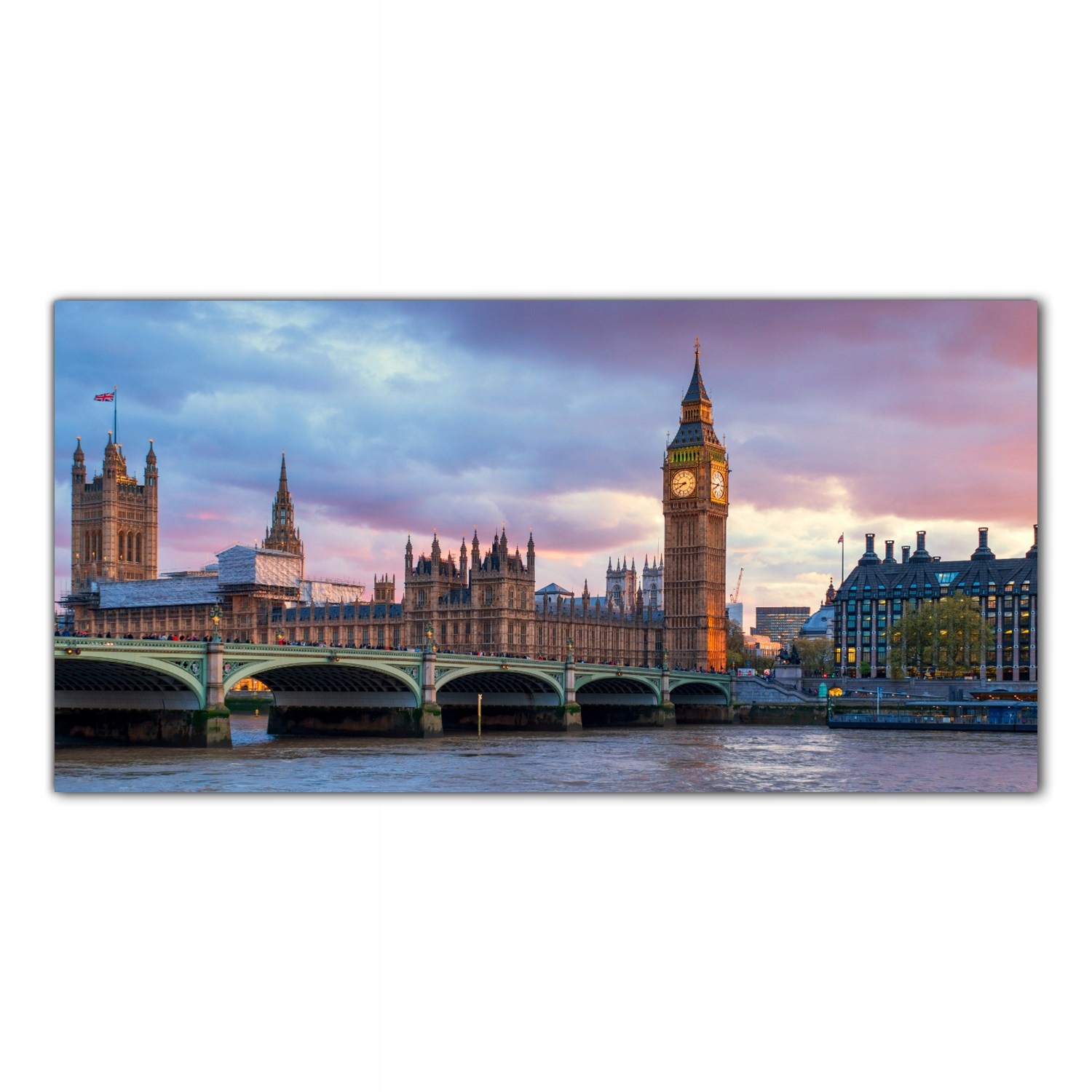 Londýn Big Ben Hodiny 100x50 Panely tvrzené sklo