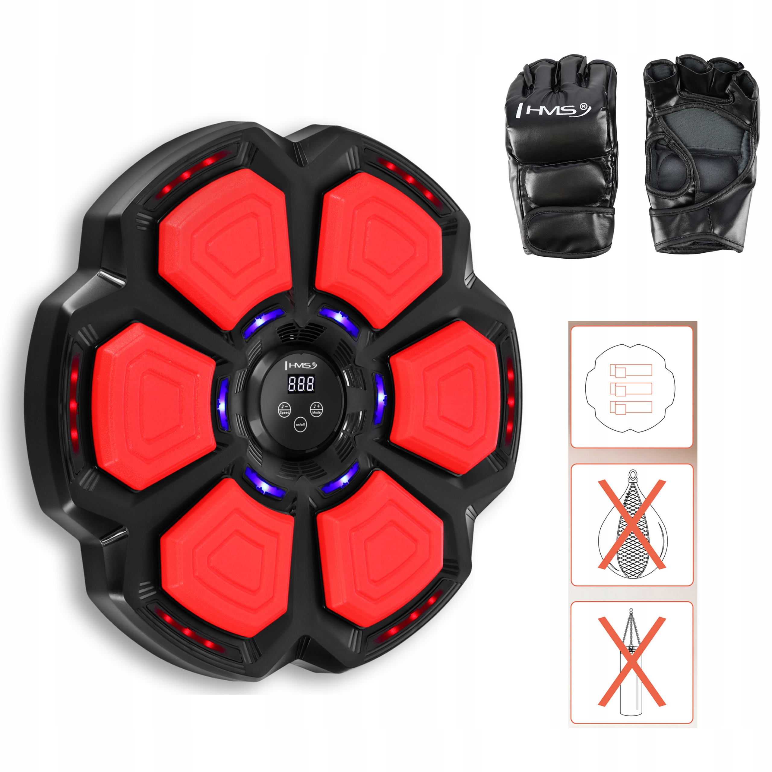 Elektronický hudební boxovací štít Led Bluetooth rukavice 12oz Hms