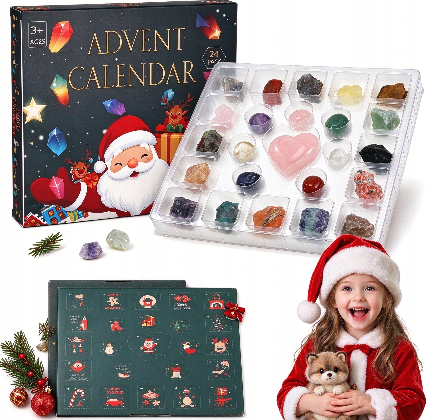 Adventní kalendář s krystaly, minerály, kameny 24 dní do svatého Mikuláše