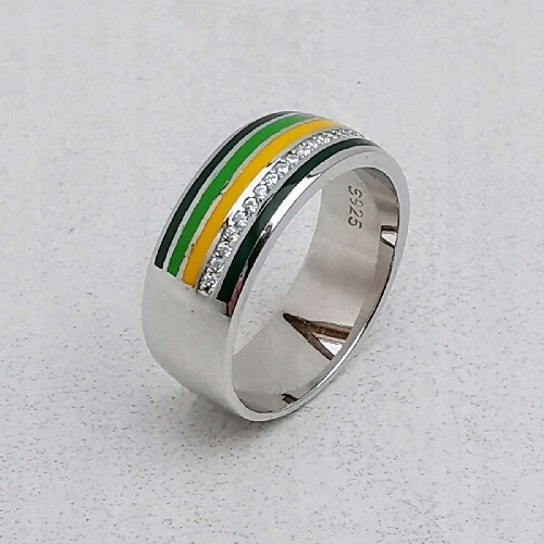Pruhovaný prsten malovaný smaltem
