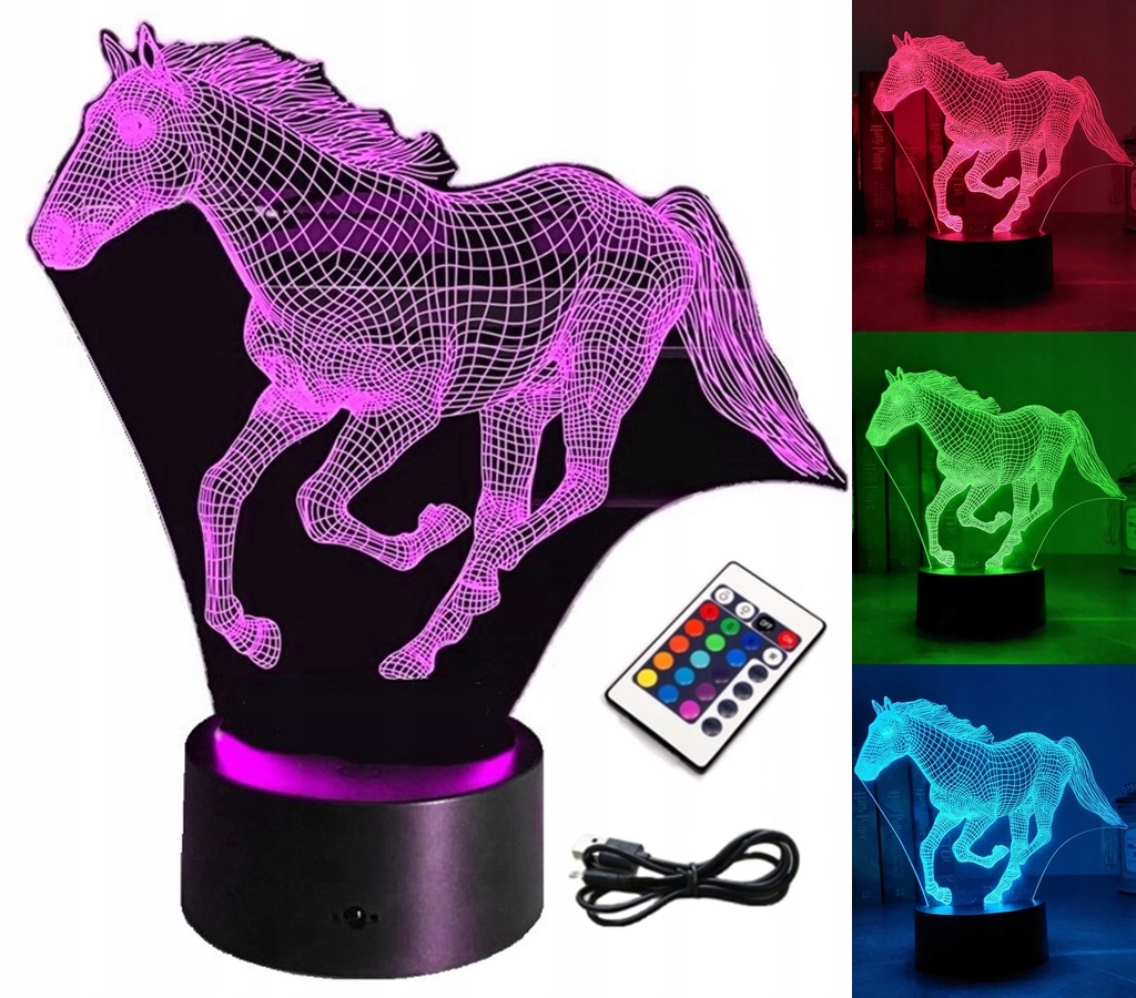 

Lampka Nocna Koń Konik 3D Led Rgb Pilot