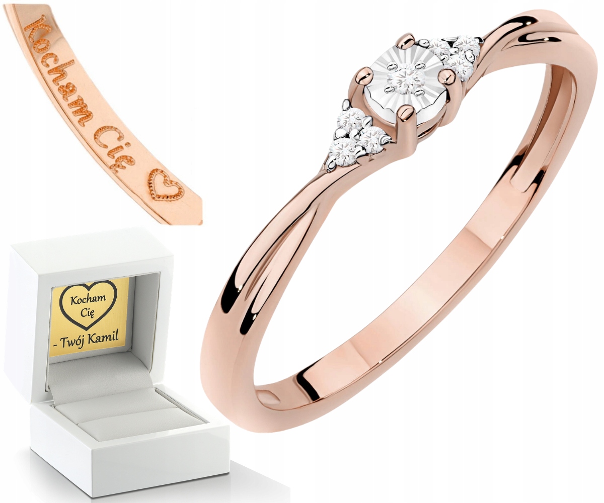 Růžové Zlato Prstýnek S Brilianty Zlato 585 Dárek Gravírování