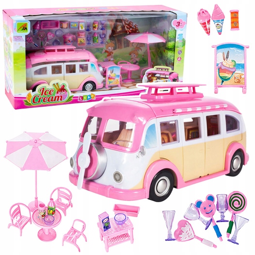 Camper Кафе-мороженое Ica Cream Автомобиль Для Кукол Кабриолет Розовый