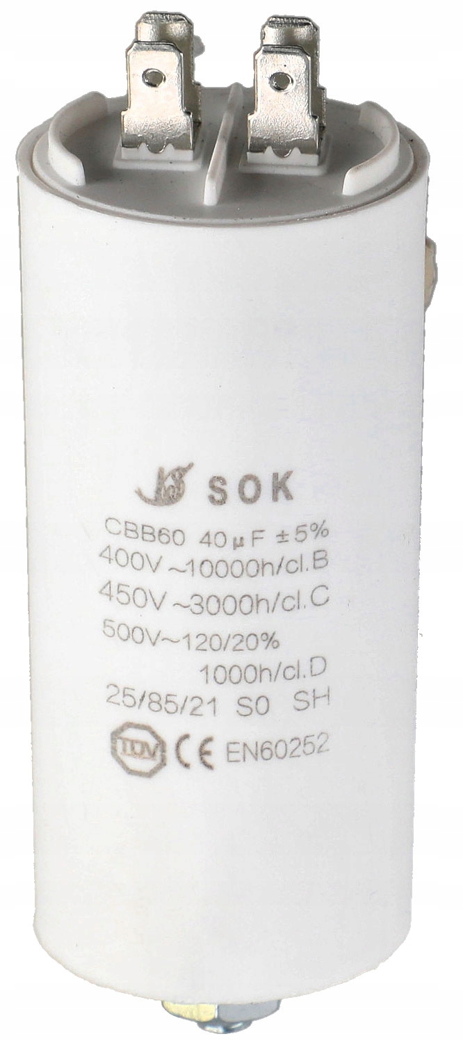 KONDENSATOR ROZRUCHOWY DO SILNIKA 40uF 450V Stan opakowania oryginalne