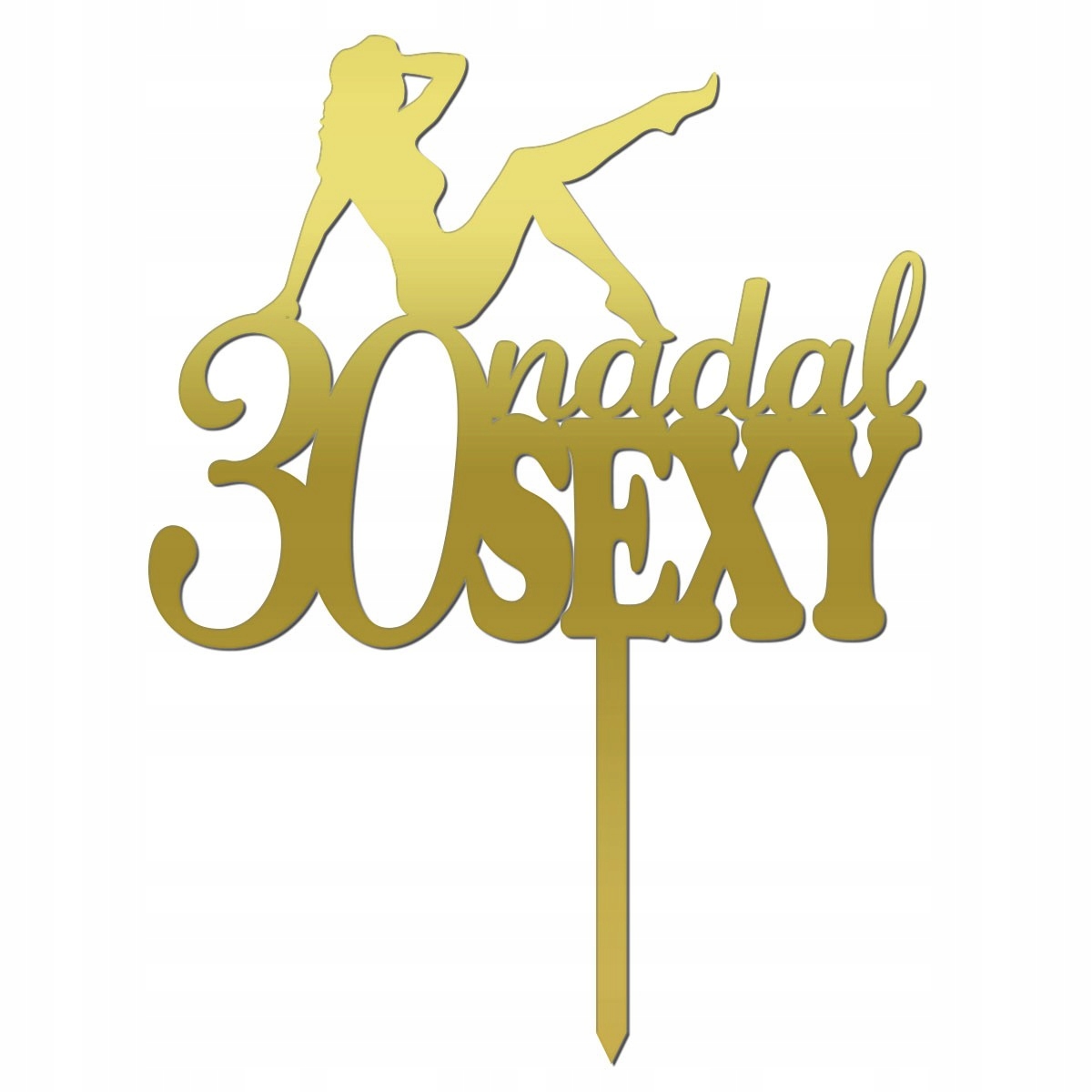 TOPPER NADAL SEXI NAPIS NA TORT LICZBA DEKOR ZŁOTY Motyw personalizowany