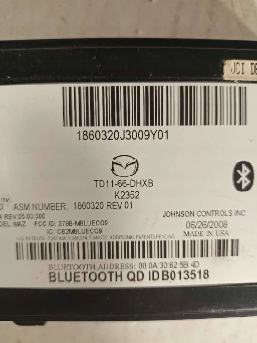 Bedienteil Bluetooth Mazda CX-9 facelift 2009 TD1166DHXB