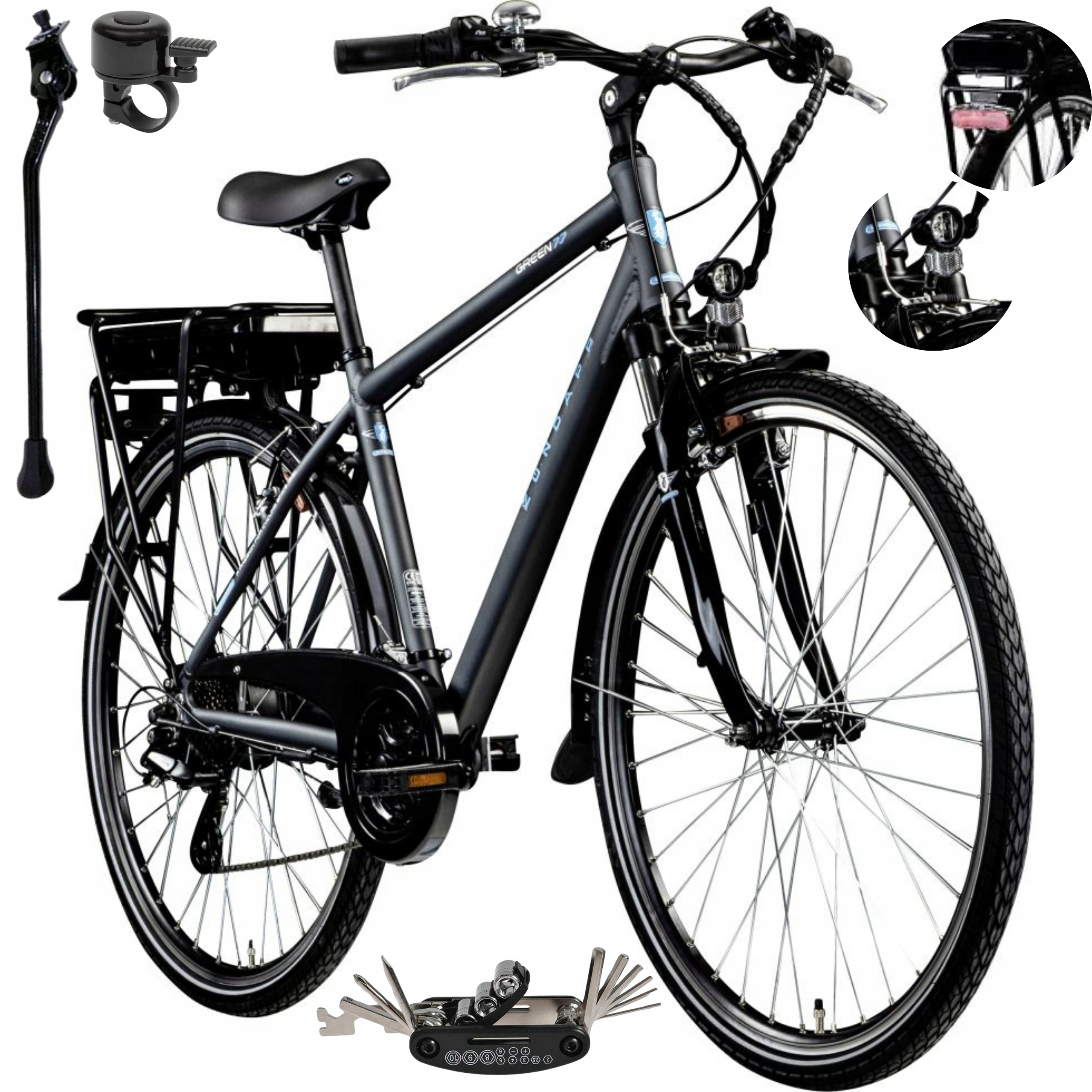 Rower Elektryczny Męski Trekkingowy 28 250W Shimano 468 Wh Amortyzacja Alu