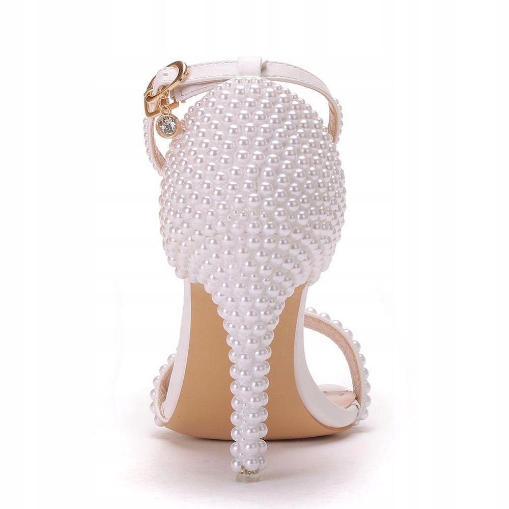 ŚLUBNE SANDAŁY W PERŁY 11cm alladies AS5182 Kolor biały
