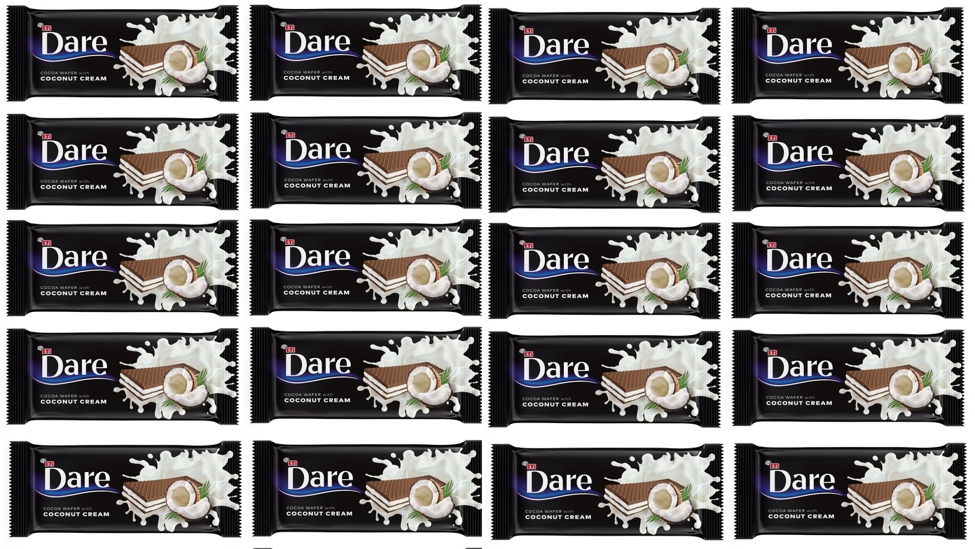 Levně 20 x 142 g Kakaové oplatky Dare s kokosovým krémem Karton