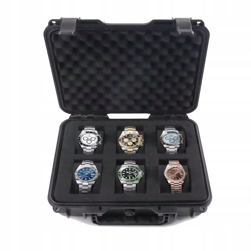 Luxusní kufřík na hodinky, černý, 6 míst