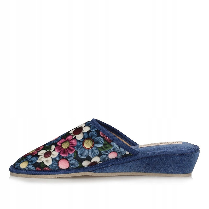 Kapcie pantofle laczki na klinie Meteor 066 niebieskie Kod producenta 066