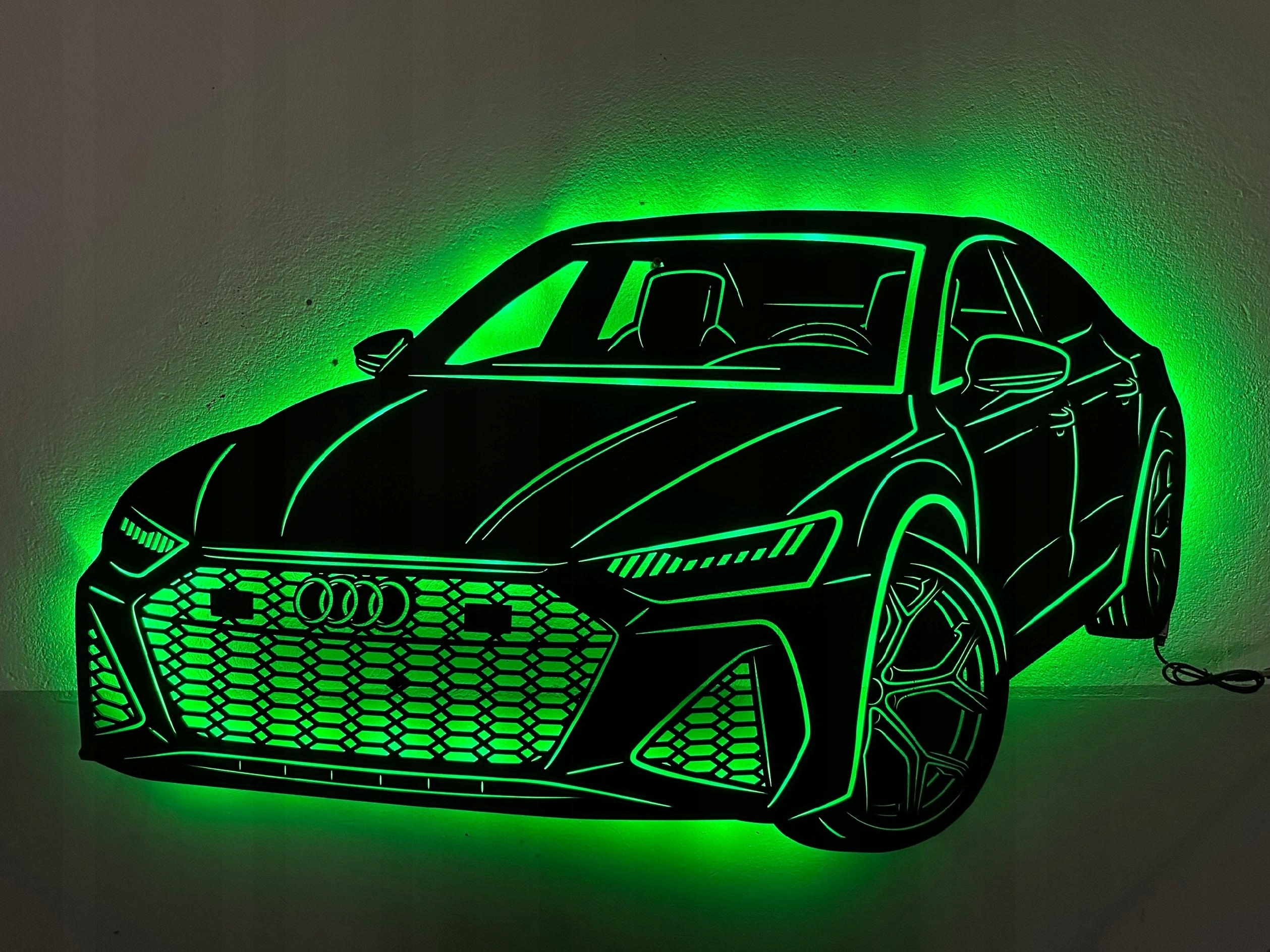 Dřevěný 3D obraz Audi Rs 7 Nástěnná Dekorace Dárek Noční Lampa Led XL