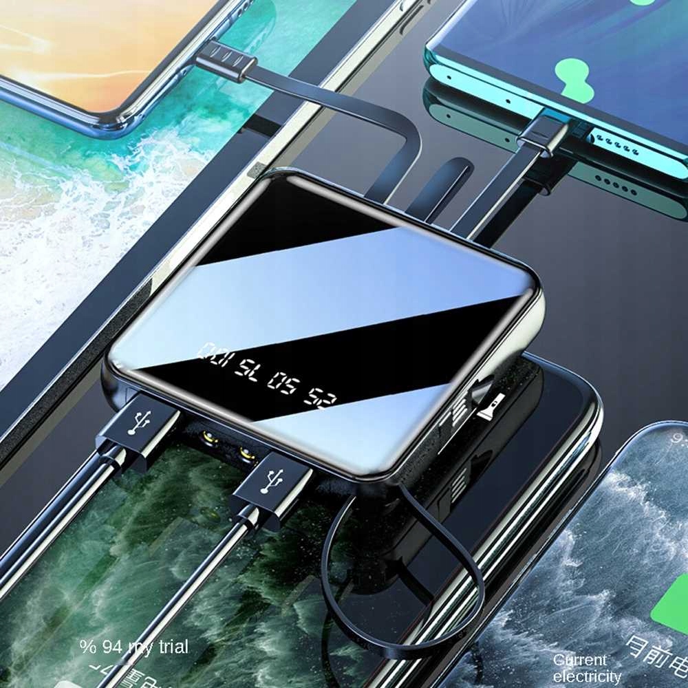 OUTLET POWERBANK ŁADOWARKA 20000 mAh 2A USB KABLE Złącza Lightning microUSB USB typ A USB typ C
