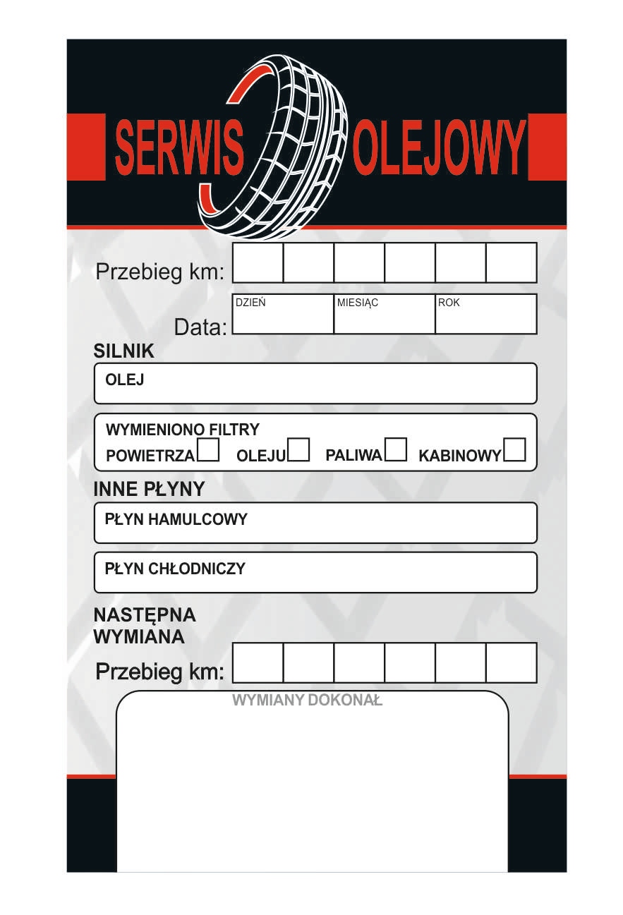 

Naklejka serwisowa 20 szt wymiana oleju