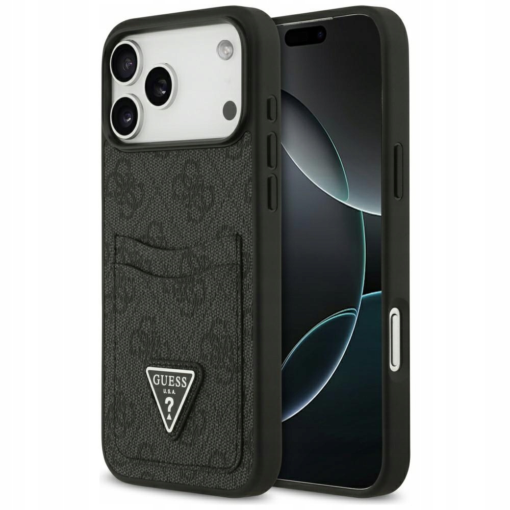 Pouzdro Guess 4G Double Card Triangle pro iPhone 17 Pro Max, černé