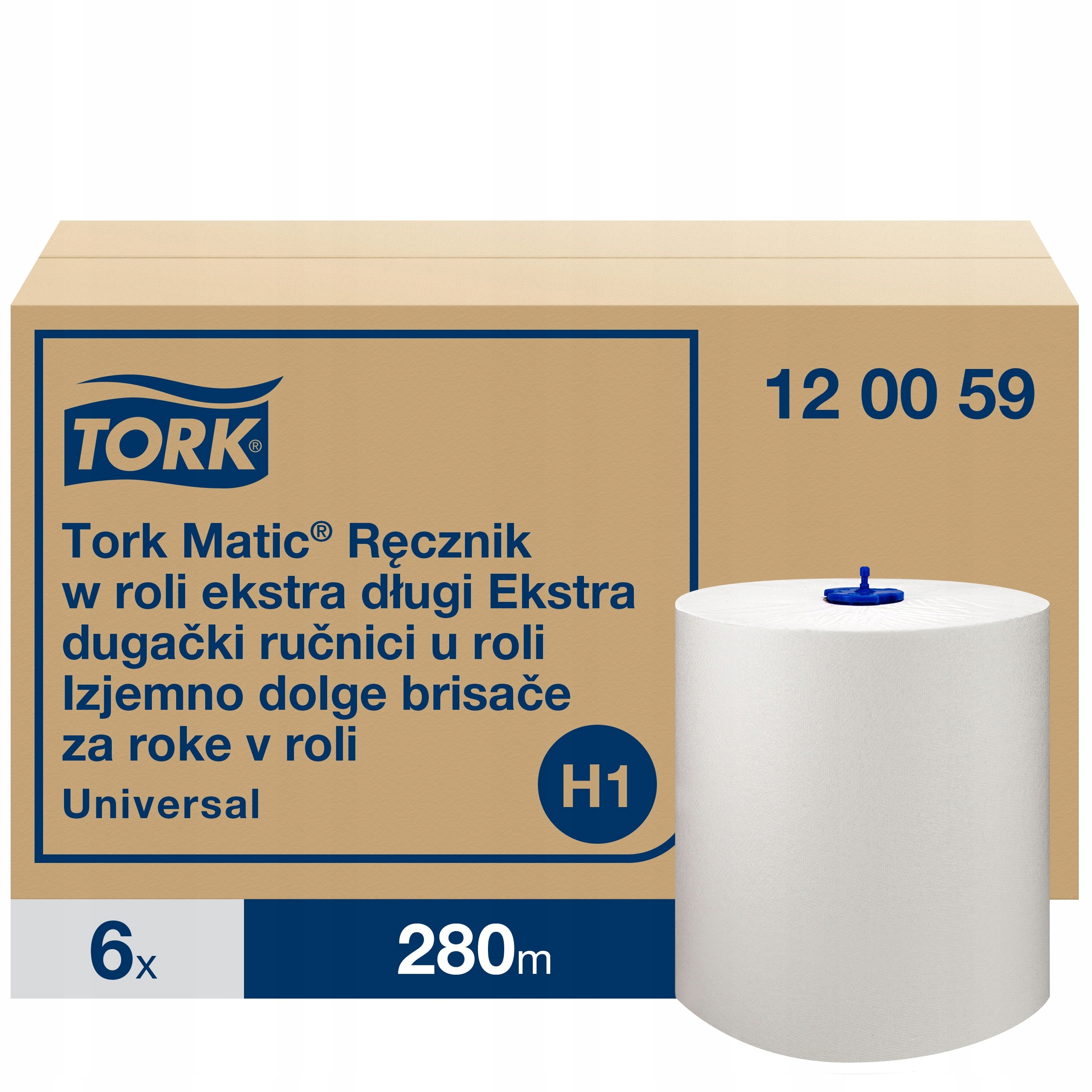 Tork Matic 120059 Ręcznik papierowy, bardzo mocny 6 rolek, biały, chłonny.