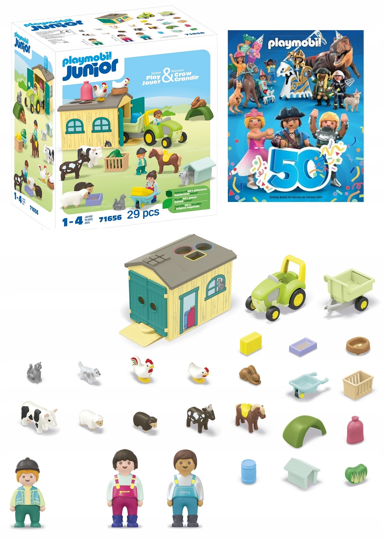 Playmobil 71656 Przygoda na gospodarstwie z traktorem i zwierzątkami Junior