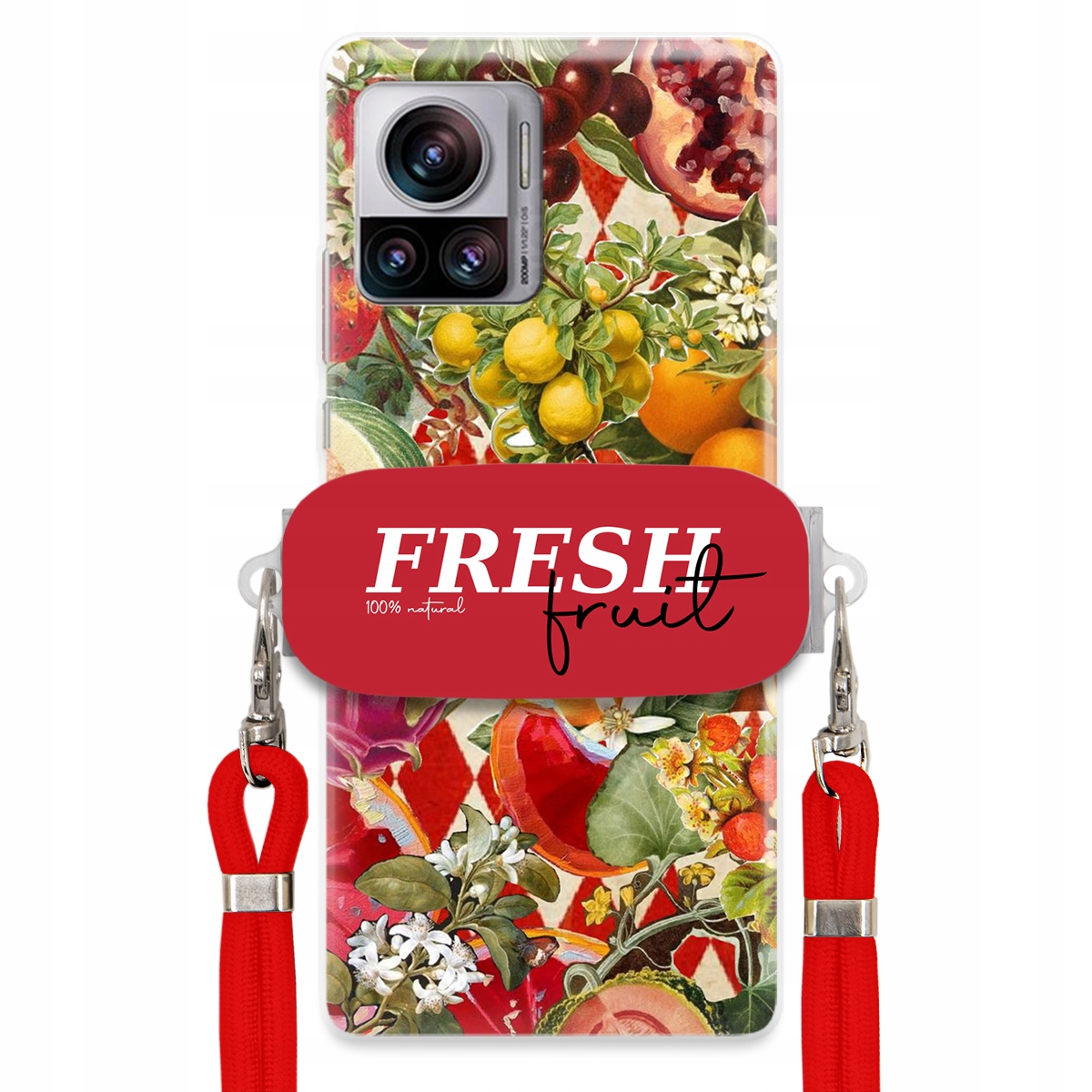 Puzdro pre Motorola Edge 30 Ultra Červené vodítko držiak Fresh Fruit Pancierové
