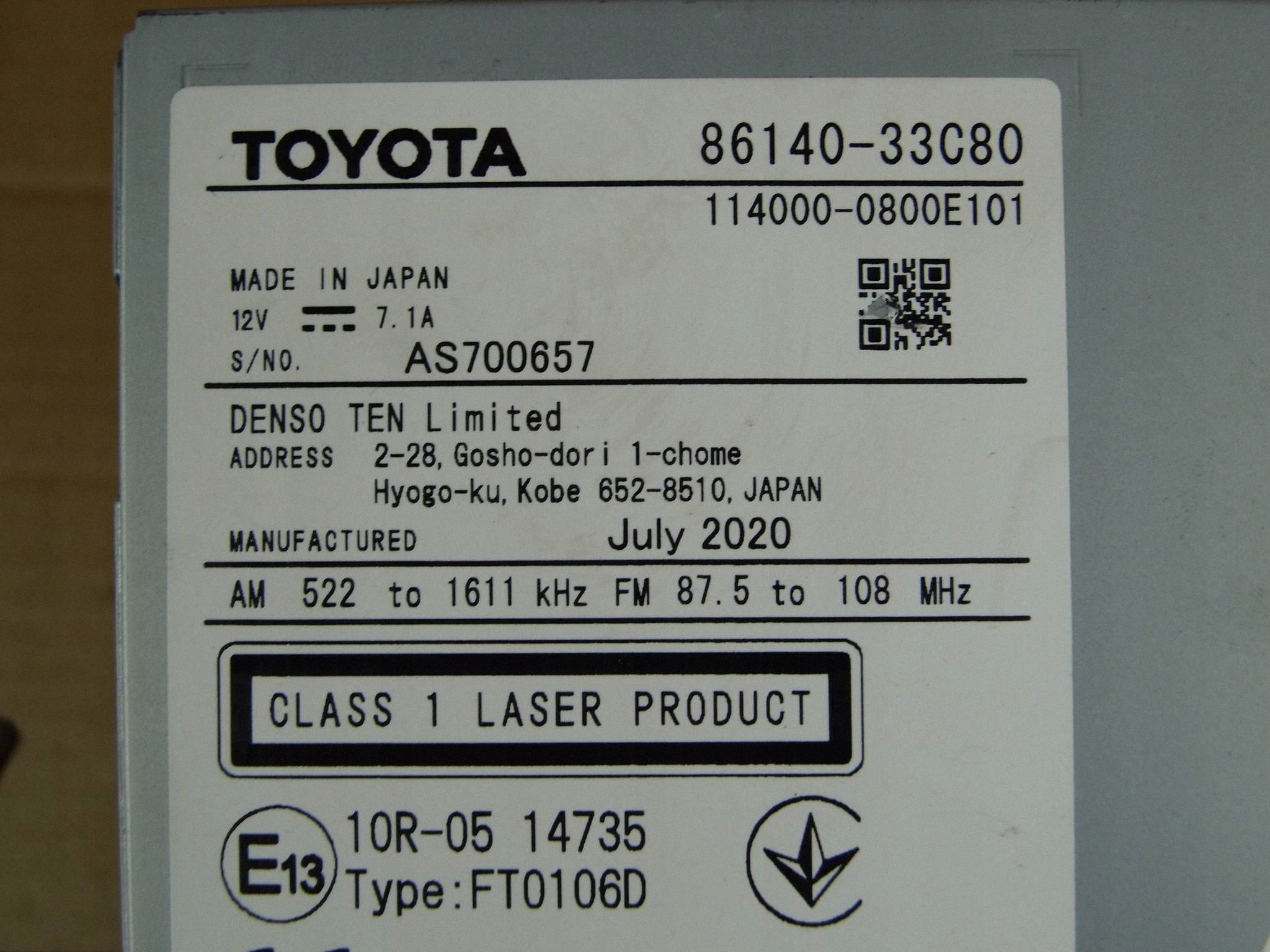 Toyota Camry radio 86140-33C80