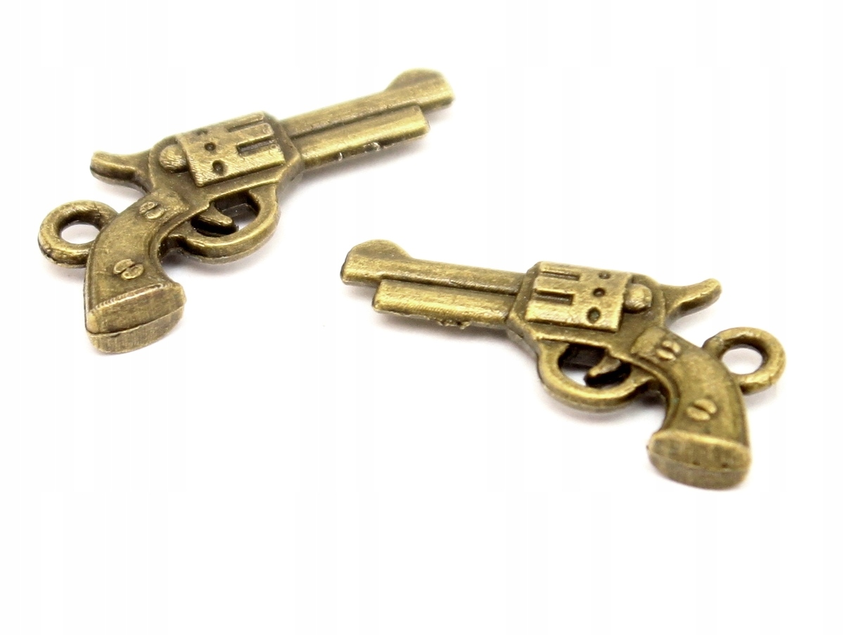 ZM91 Zawieszka charms Metal 3szt 21mm Pistolet