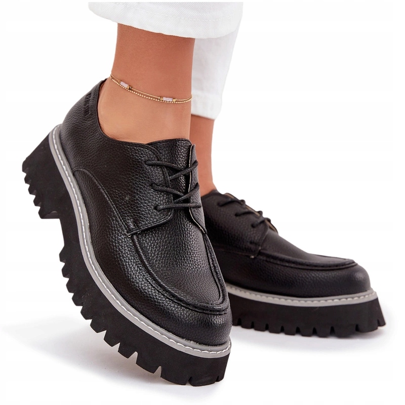 Dámské Polobotky Mokasíny Eko Kůže Šněrování Big Star NN274052 Černé 37