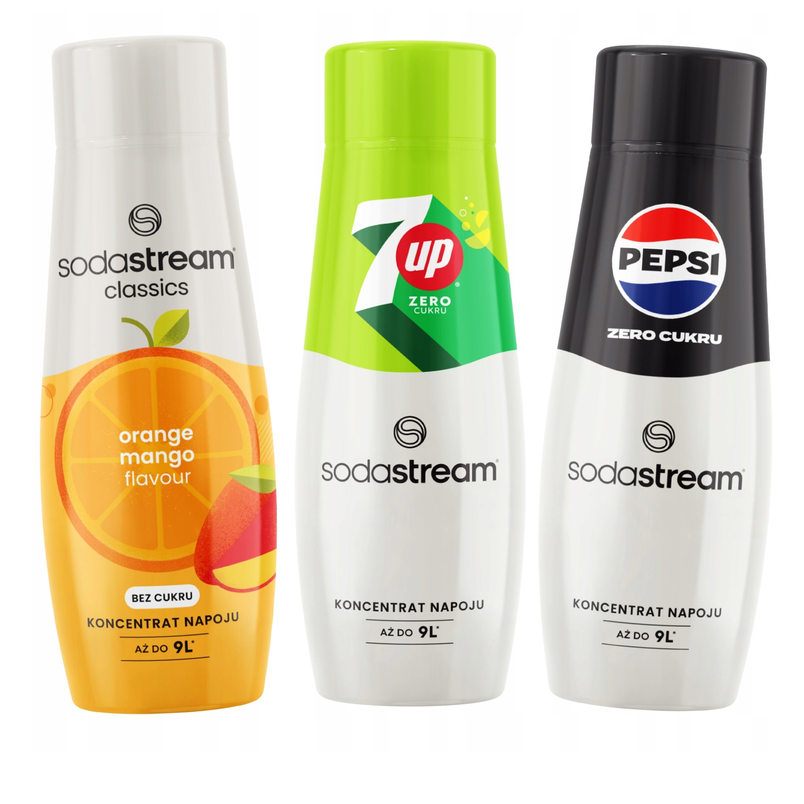 Syropy SodaStream do saturatora 7UP Pepsi Mango Grejpfrut 4 smaki bez cukru