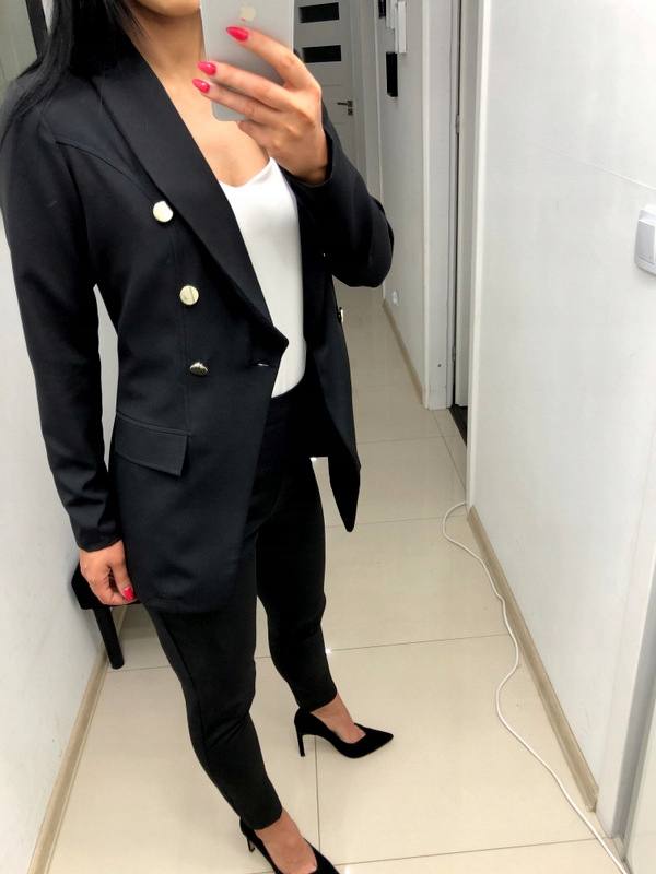 Damski Garnitur Garnitury Damskie Elegancki Marynarka Spodnie Czarny 4XL 48 Cechy dodatkowe brak