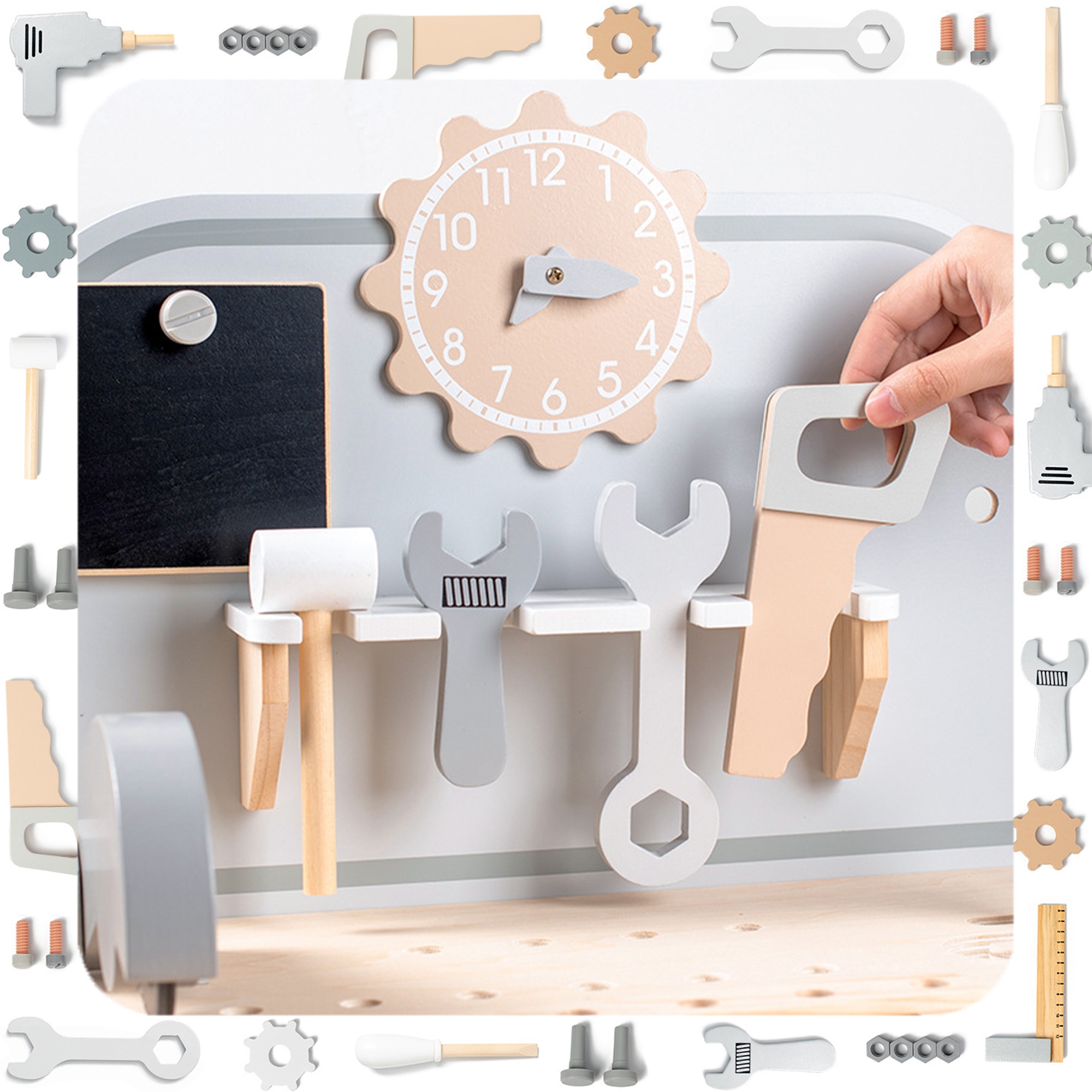 EDUKACYJNA ZABAWKA WARSZTAT DREWNIANY STÓŁ NARZĘDZIA DO NAPRAWY Bohater brak