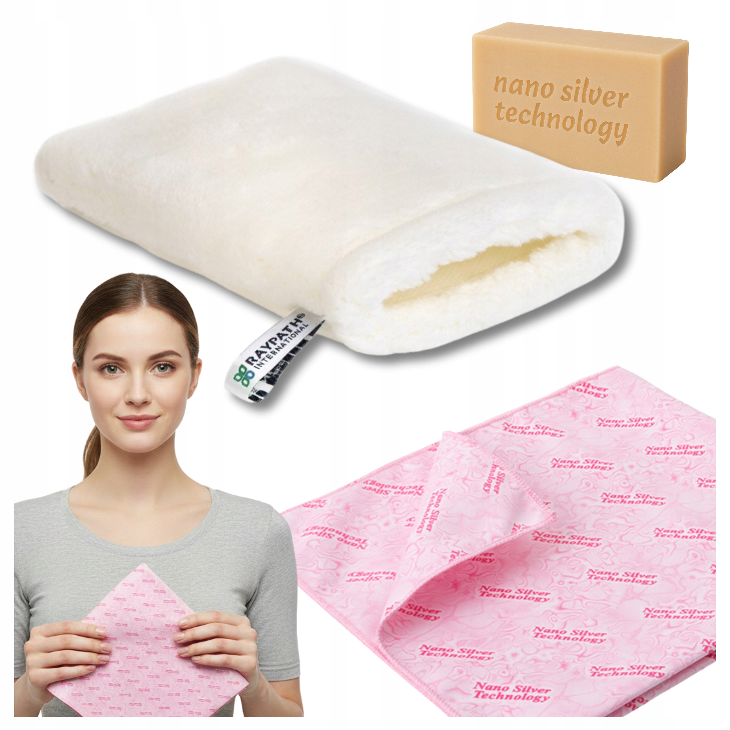 Levně Raypath Sada Rukavice Bílá M 15x22 Čistič SunBeam Růžová 100G Mýdlo