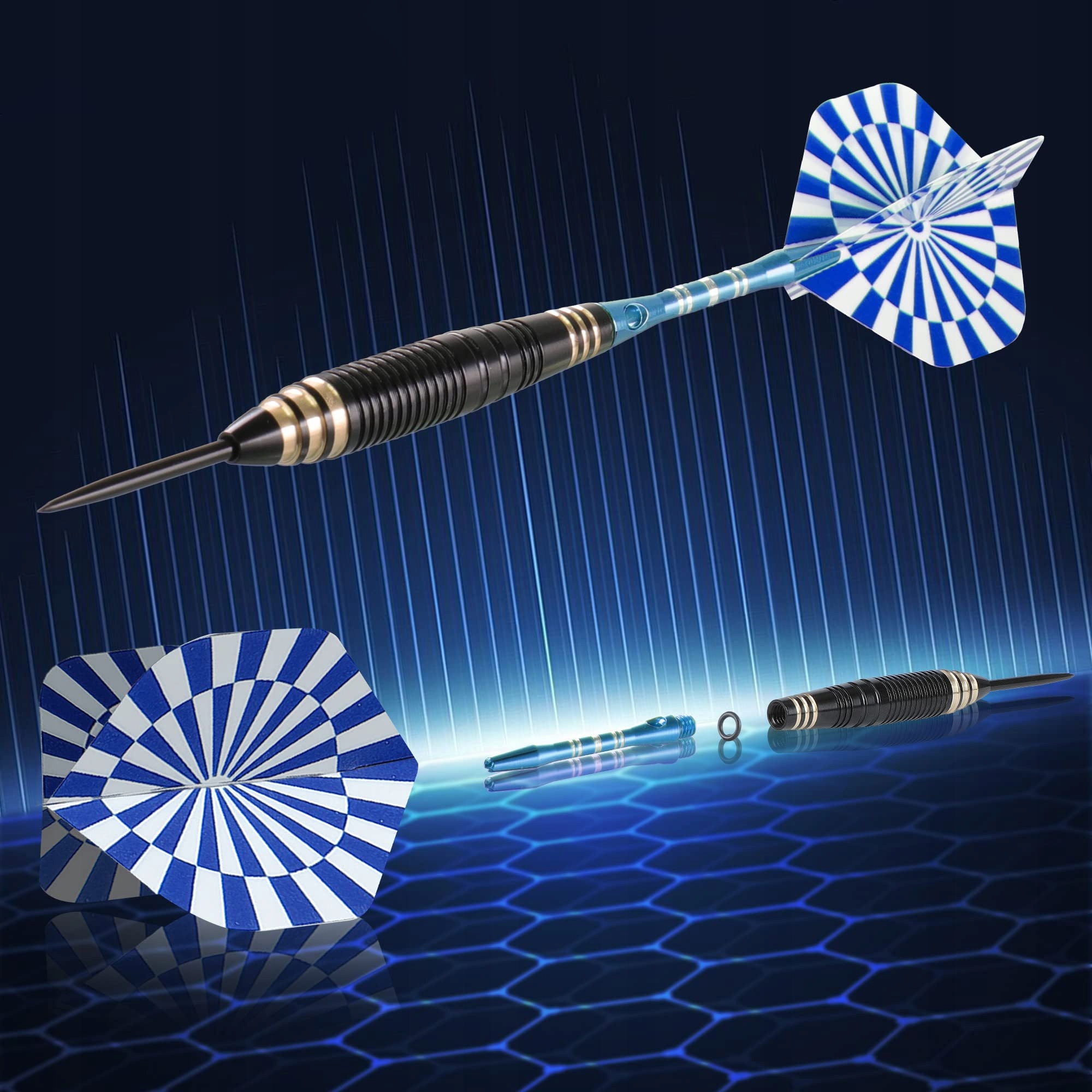 CAREGAMES Profesjonalne Rzutki Steeldarts 24g 6 Sztuk Zestaw Akcesoriów — miniatura 3