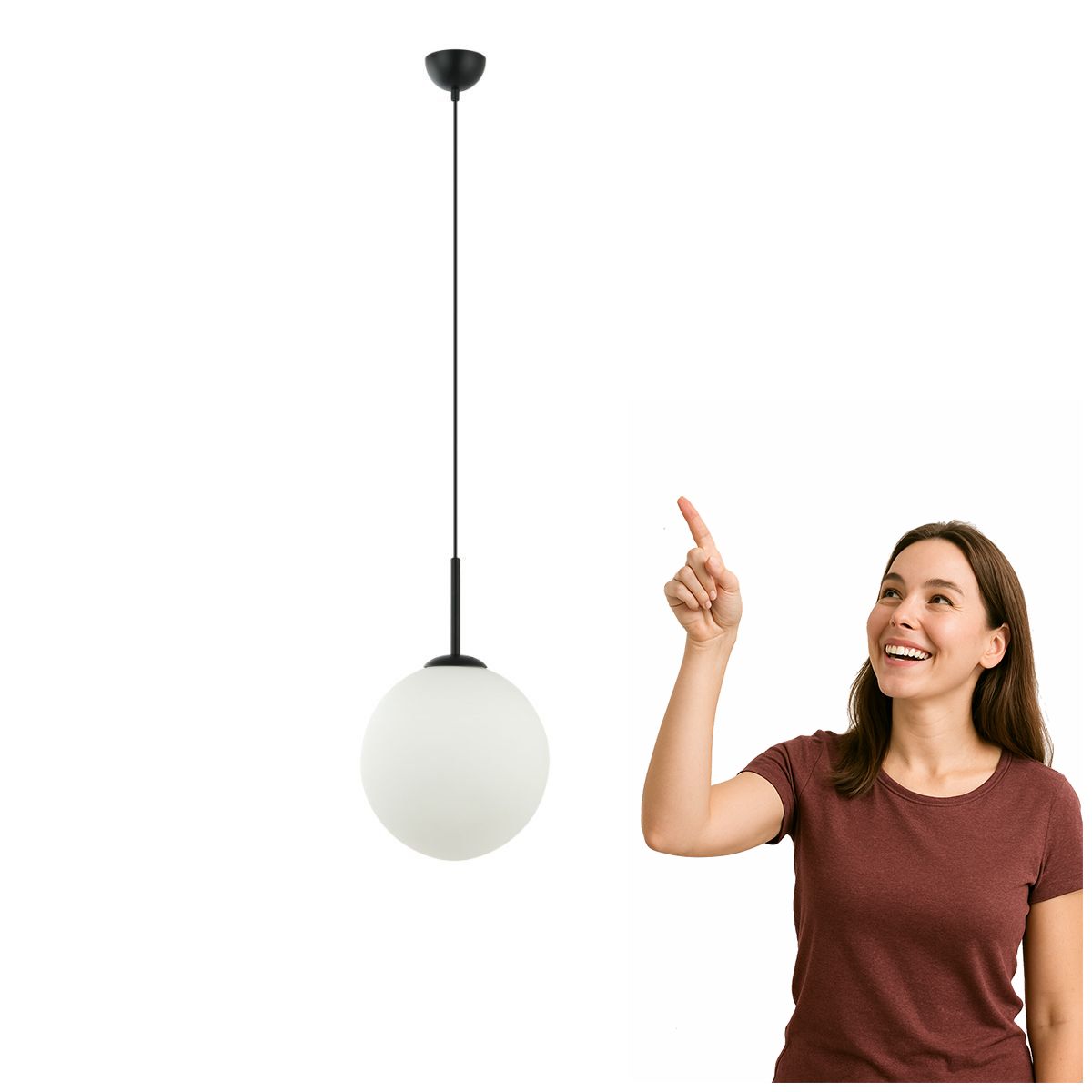 Závěsná lampa Deore černobílá, moderní styl 40W Italux