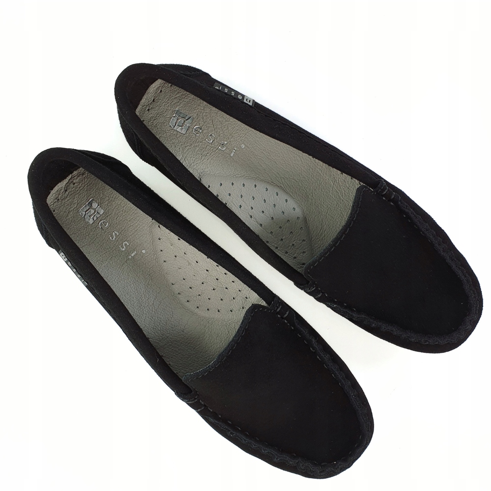 Nessi 17130 mokasyny czarne zamsz 38