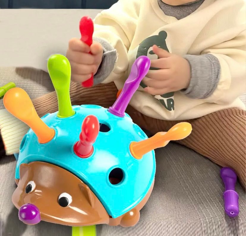 GRA ZRĘCZNOŚCIOWA SORTER EDUKACYJNY JEŻ MONTESSORI UKŁADANKA JEŻYK KOLOROWY Wysokość produktu 15 cm