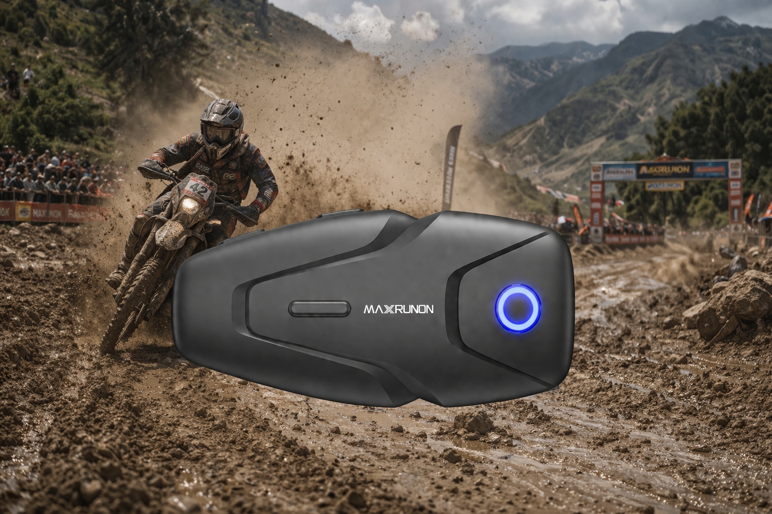 Interkom motocyklowy Bluetooth 5.3 ANC 100km/h 500m do 2 osób IPX5 do kasku