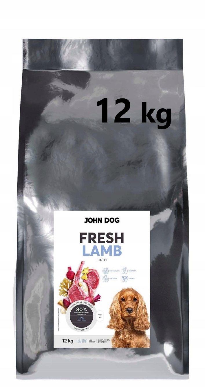 John Dog Fresh sucha karma Jagnięcina Light dla psa 12 kg
