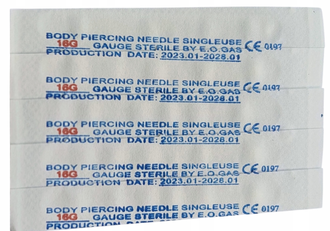5x Igła do kolczykowania piercing 1,2mm (16G) sterylna