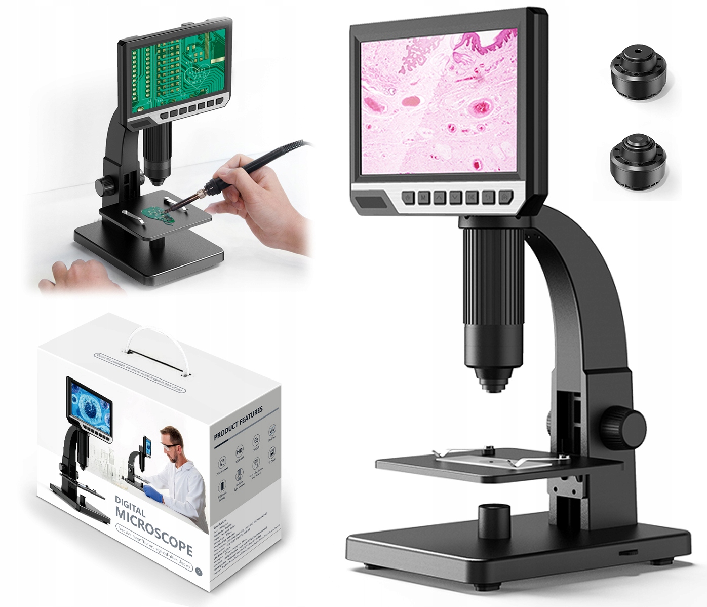 Mikroskop cyfrowy LCD 2000x + 10LED 1080P 12MPIX