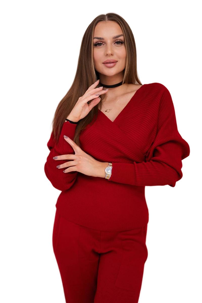 Dvoudílný svetrový komplet, červený