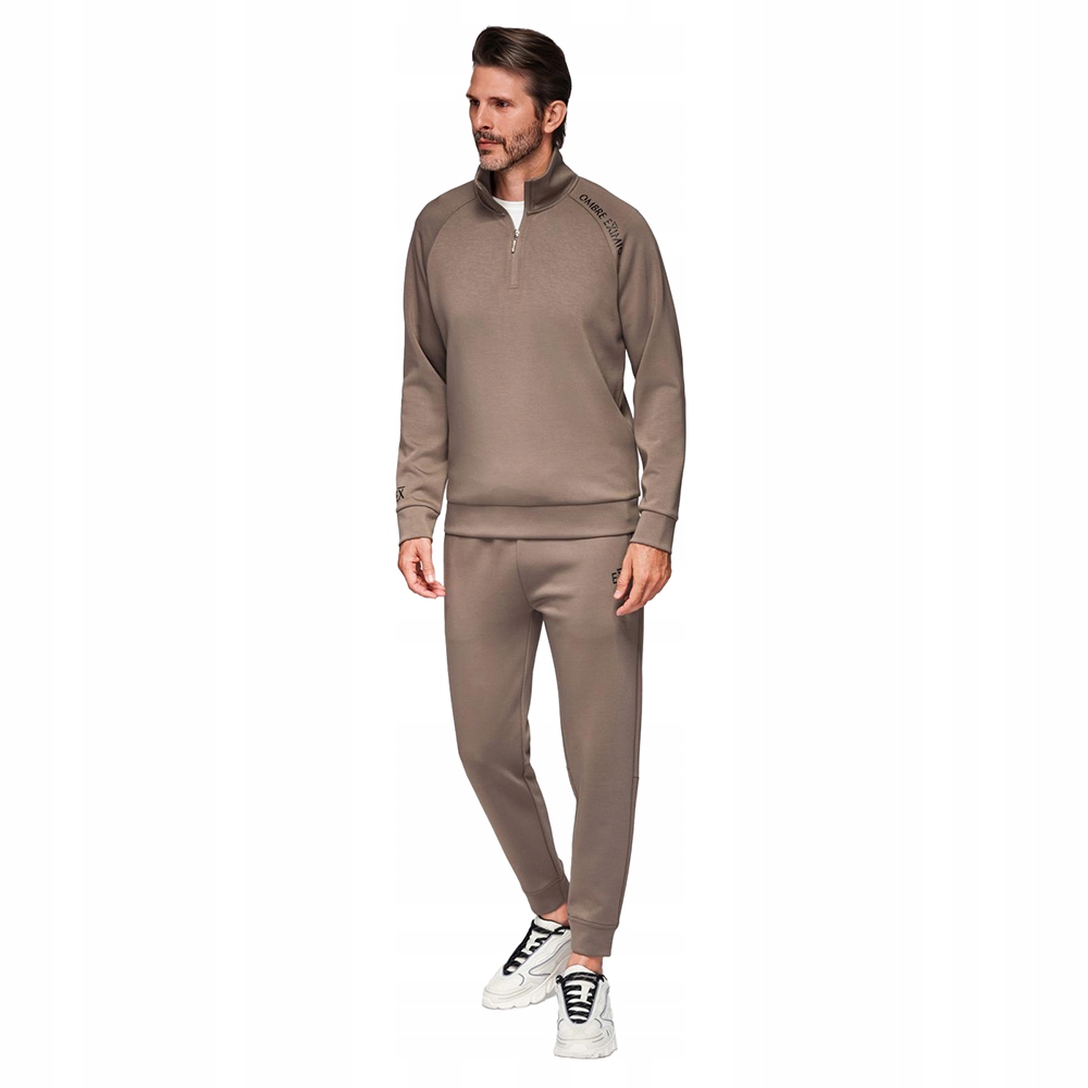 Tepláková souprava mikina se stojáčkem jogger kalhoty hnědá V3 Z117 r XL
