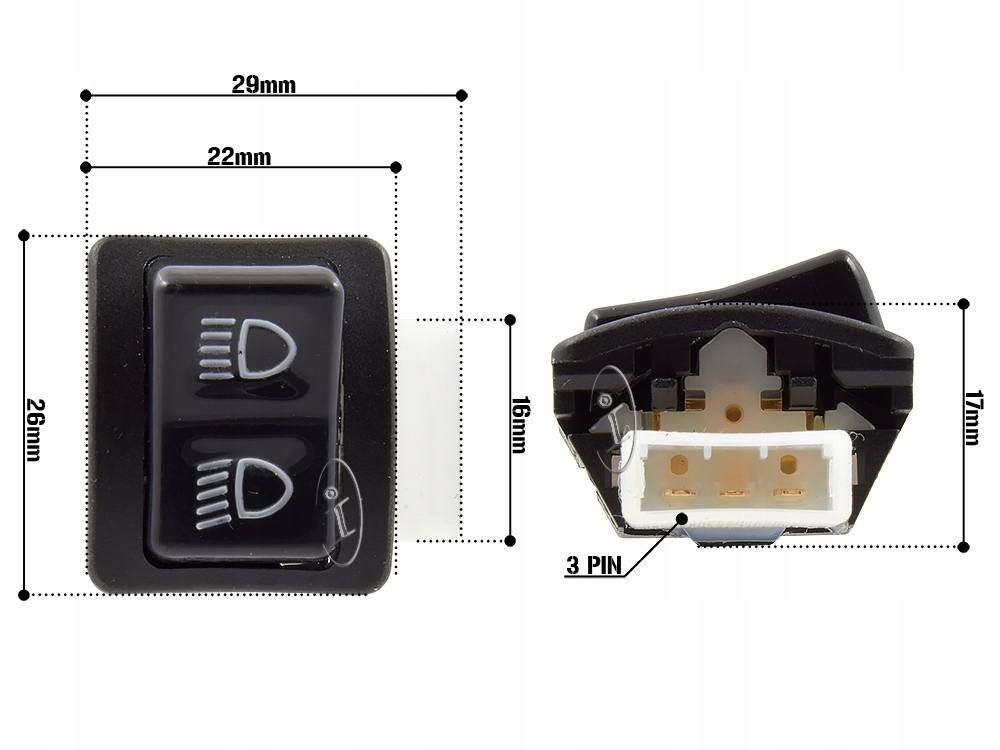 PRZEŁĄCZNIK ŚWIATEŁ SKUTER DŁUGIE KRÓTKIE - MAŁY Numer katalogowy części SUN-1124