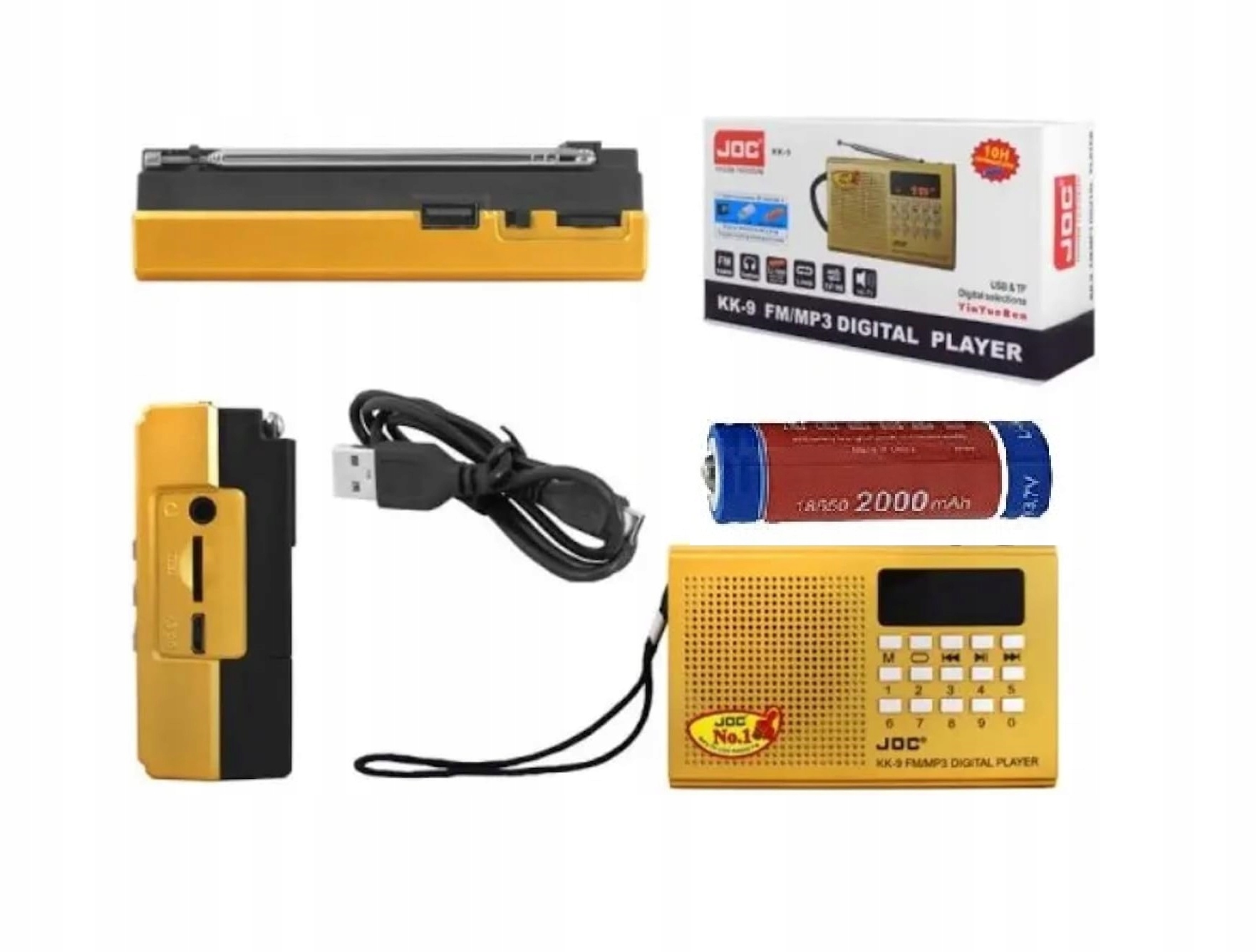 MINI RADIO PRZENOŚNE RADYJKO KIESZONKOWE NA AKUMULATOR JOC ZŁOTE Zasilanie akumulatorowe