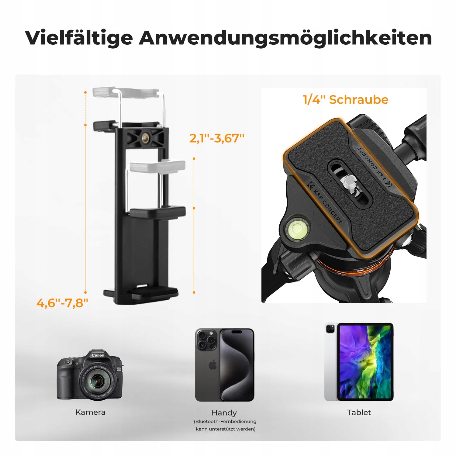 K&F CONCEPT Statyw 192cm Do Aparatu i Smartfona Aluminiowy Z Pilotem — miniatura 5