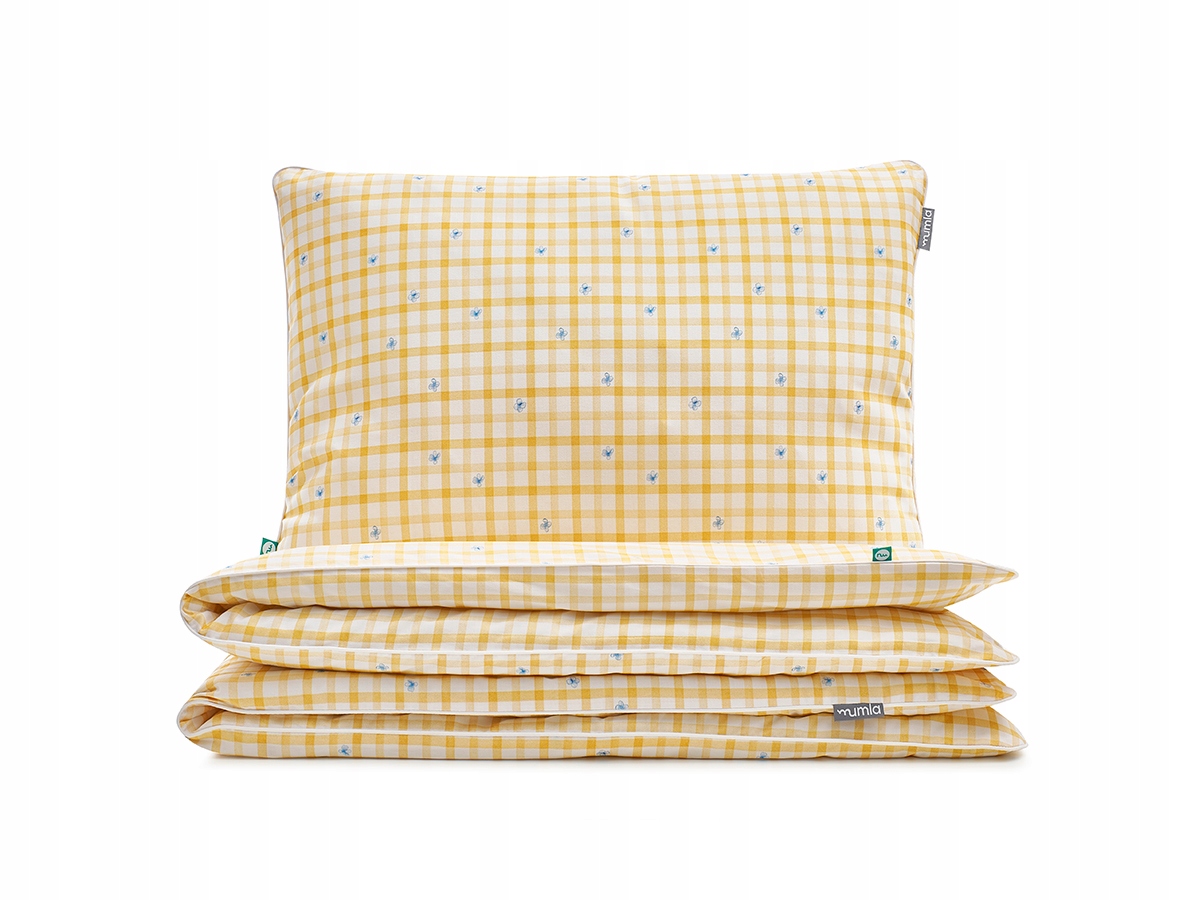 Posteľná Bielizeň Žltá mriežka 160x200 cm 2x 60x50 cm Mumla