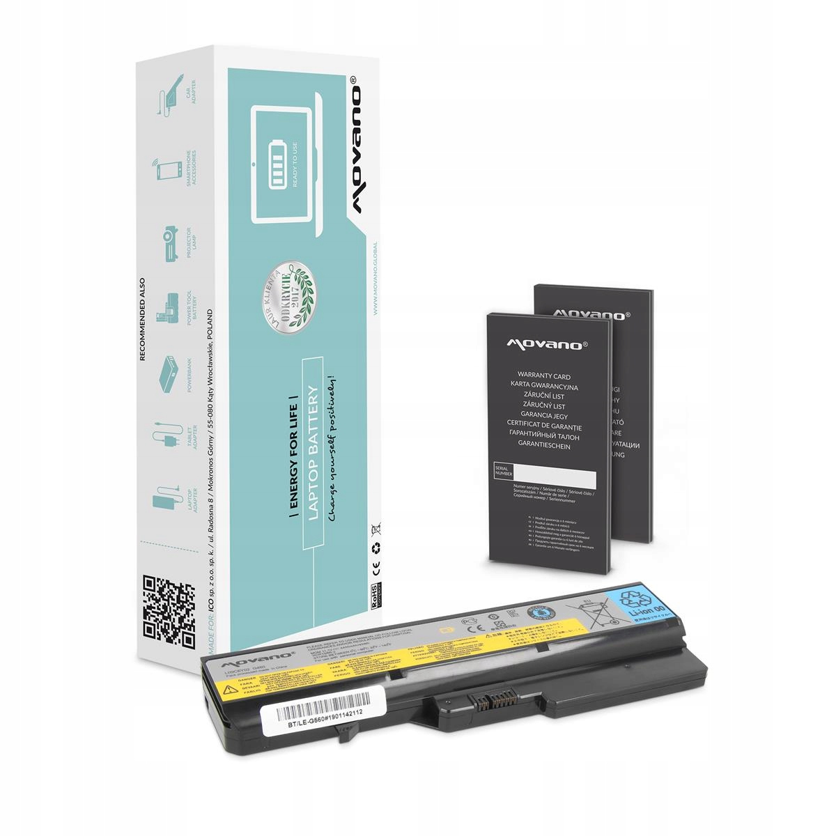 Movano Bateria L09L6Y02 do Lenovo B570 G560 G570 G770 - 4400 mAh (48 Wh)